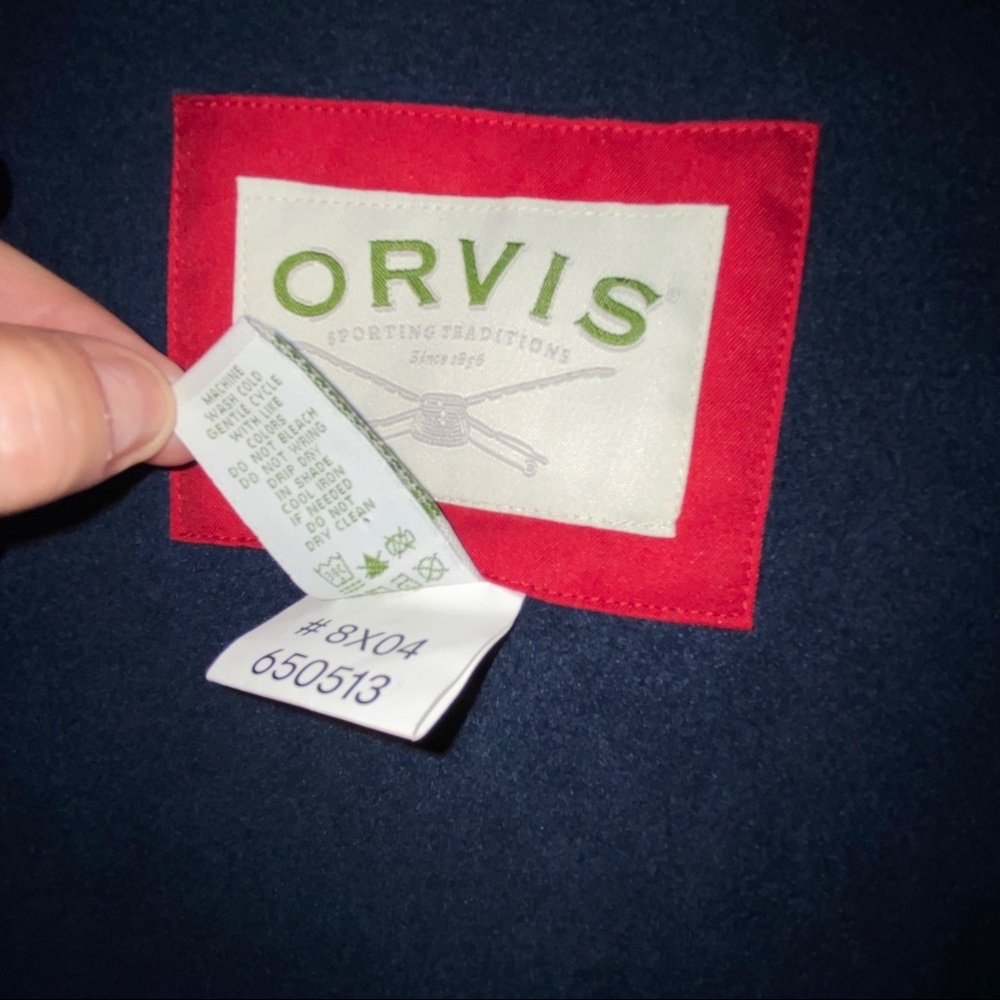 Men’s ORVIS Red Bomber Zip Coat Fleece Lined sz L - Picture 6 of 6